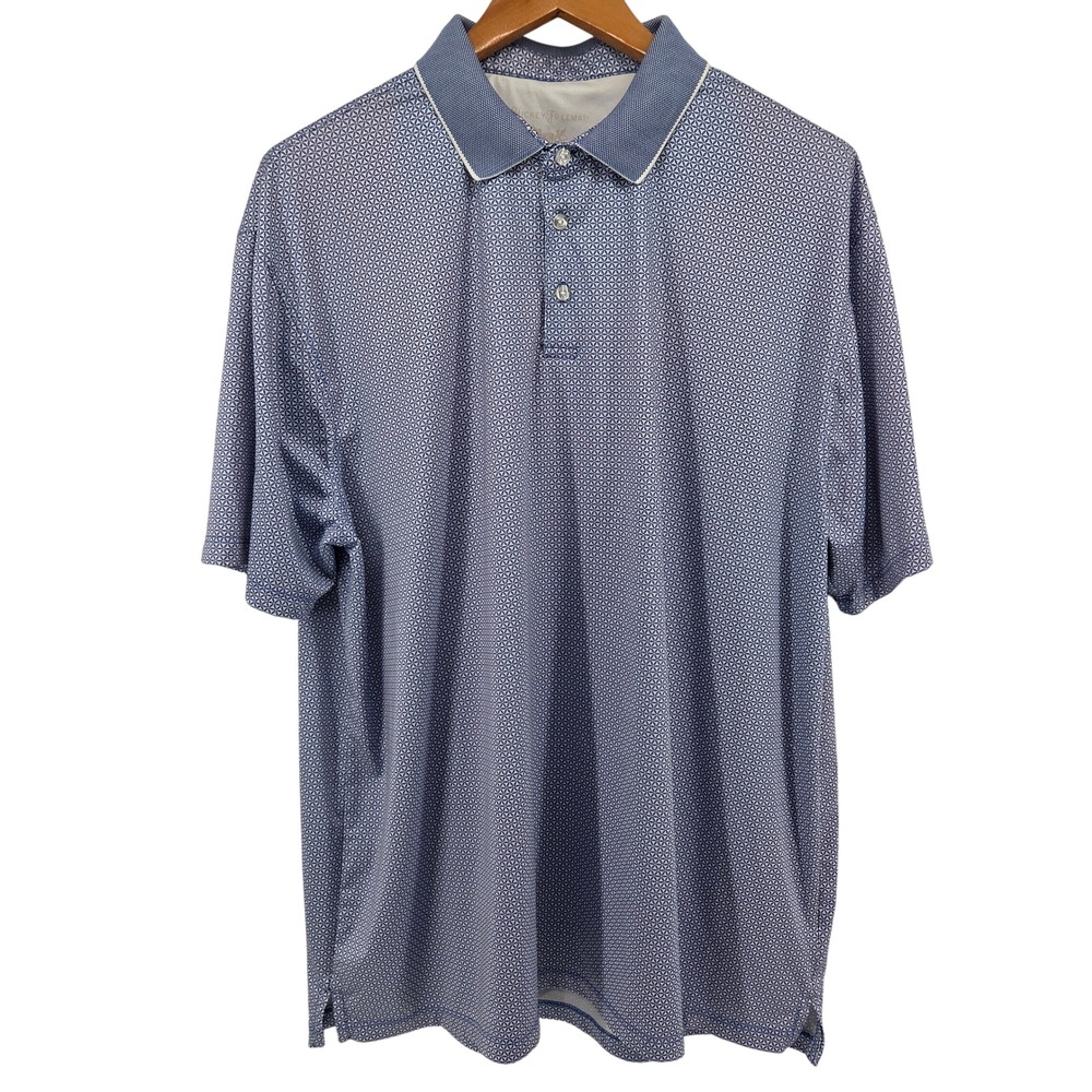 Hickey Freeman Golf Mens XXL Blue Geometric Performance‎ Polo Shirt